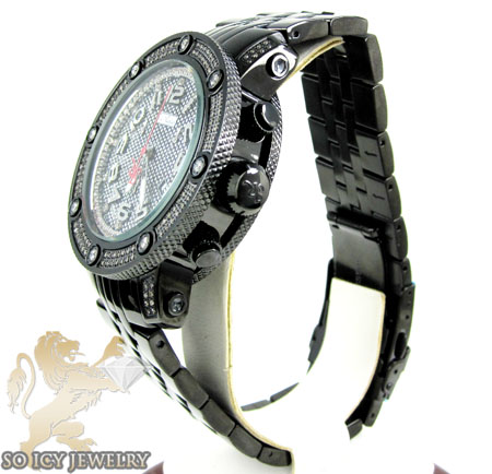 Mens joe rodeo black stainless steel apollo diamond watch 1.70ct