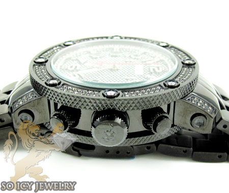 Mens joe rodeo black stainless steel apollo diamond watch 1.70ct