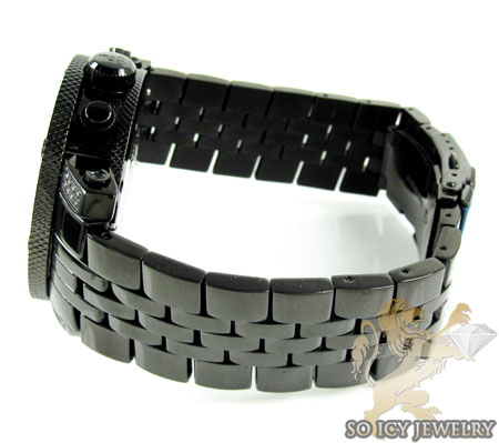 Mens joe rodeo black stainless steel apollo diamond watch 1.70ct