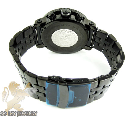 Mens joe rodeo black stainless steel apollo diamond watch 1.70ct