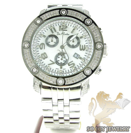 Mens joe rodeo white stainless steel apollo diamond watch 1.70ct