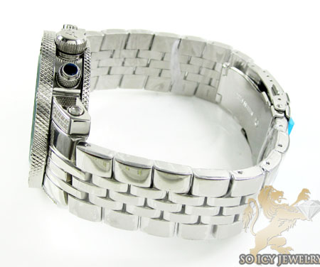 Mens joe rodeo white stainless steel apollo diamond watch 1.70ct