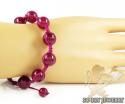 Raspberry marble onyx macramé bead rope bracelet
