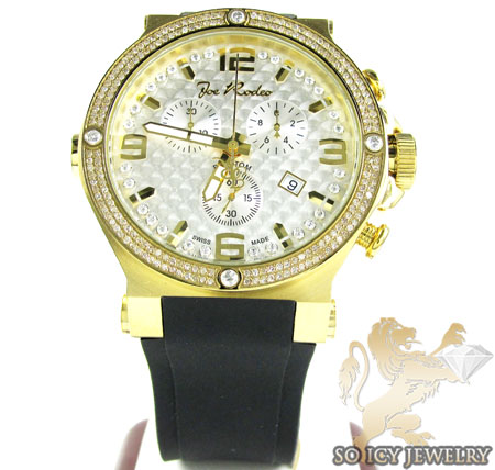 Mens joe rodeo yellow stainless steel phantom diamond watch 2.25ct