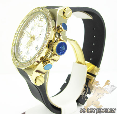 Mens joe rodeo yellow stainless steel phantom diamond watch 2.25ct