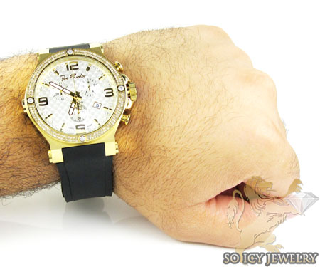 Mens joe rodeo yellow stainless steel phantom diamond watch 2.25ct