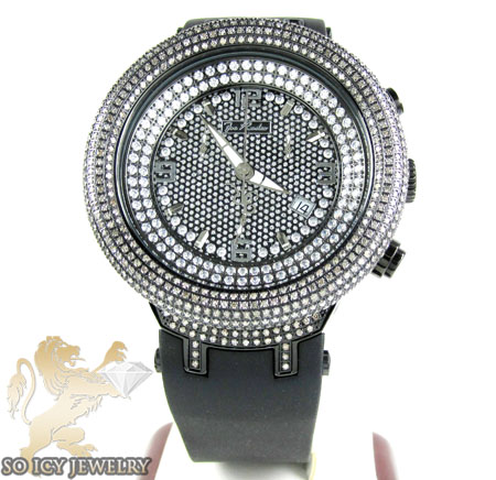 Mens joe rodeo black stainless steel master diamond watch 6.50ct 