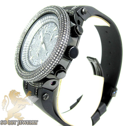 Mens joe rodeo black stainless steel master diamond watch 6.50ct 