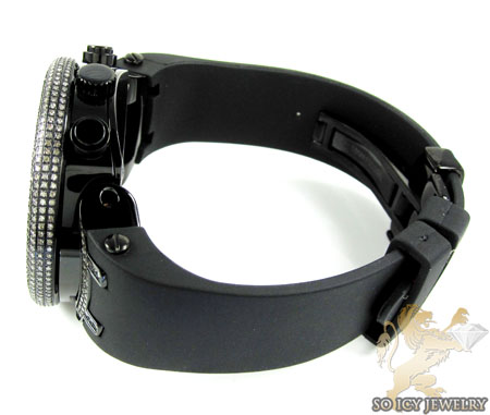 Mens joe rodeo black stainless steel master diamond watch 6.50ct 