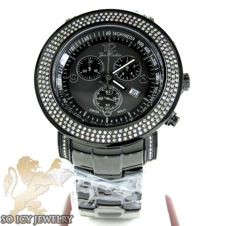 Mens joe rodeo black stainless steel junior diamond watch 2.50ct 