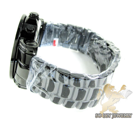 Mens joe rodeo black stainless steel junior diamond watch 2.50ct 