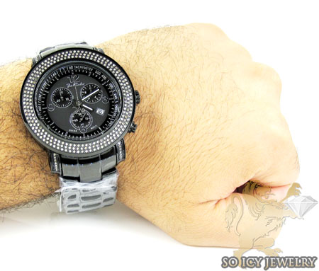 Mens joe rodeo black stainless steel junior diamond watch 2.50ct 