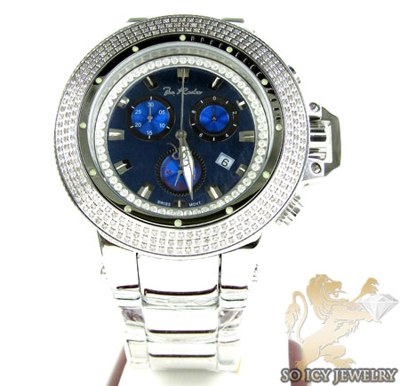 Mens joe rodeo white stainless steel razor diamond watch 4.00ct