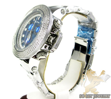 Mens joe rodeo white stainless steel razor diamond watch 4.00ct