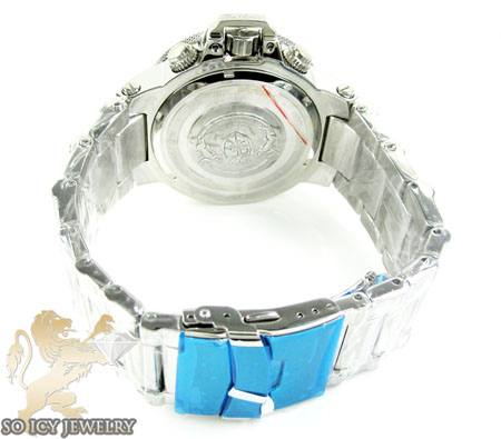 Mens joe rodeo white stainless steel razor diamond watch 4.00ct