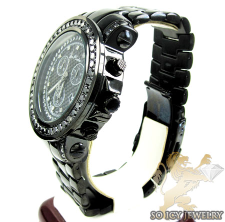 Mens joe rodeo black stainless steel junior diamond watch 6.50ct