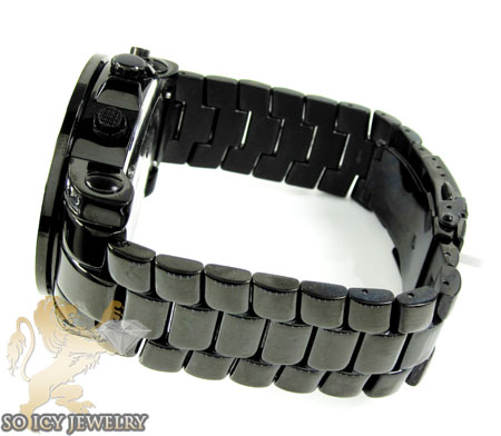 Mens joe rodeo black stainless steel junior diamond watch 6.50ct