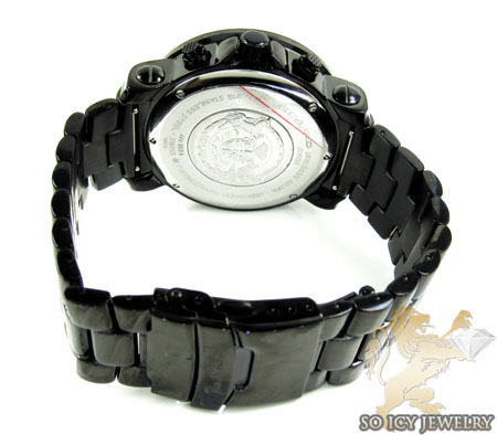 Mens joe rodeo black stainless steel junior diamond watch 6.50ct