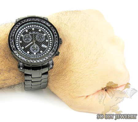 Mens joe rodeo black stainless steel junior diamond watch 6.50ct