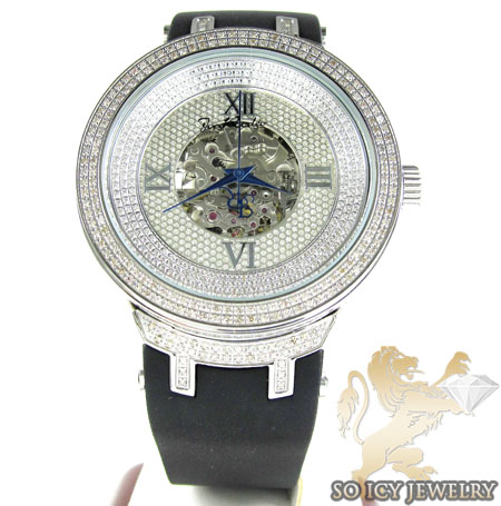 Mens joe rodeo white stainless steel master diamond watch 2.20ct