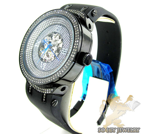 Mens joe rodeo black stainless steel master diamond watch 2.20ct