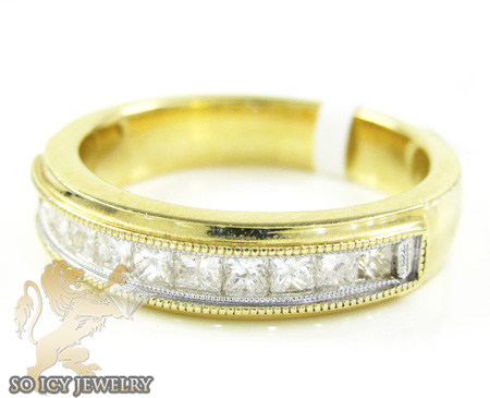 14k yellow gold princess diamond wedding band 1.30ct