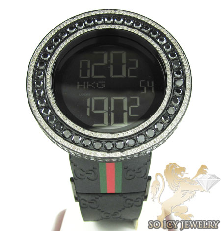 Mens full diamond case & bezel igucci digital watch 14.00ct