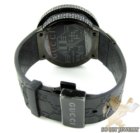 Mens full diamond case & bezel igucci digital watch 14.00ct
