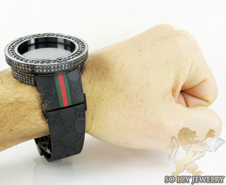 Mens full diamond case & bezel igucci digital watch 14.00ct