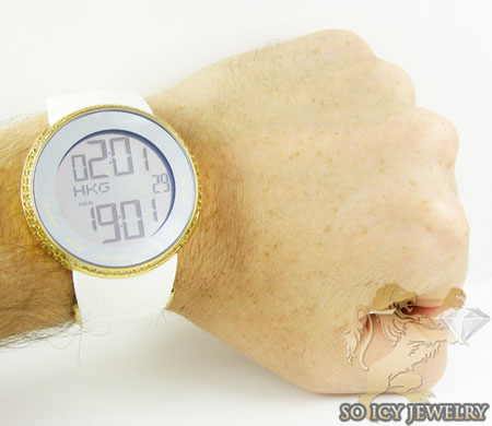 Mens canary diamond igucci digital grammy edition watch 2.00ct