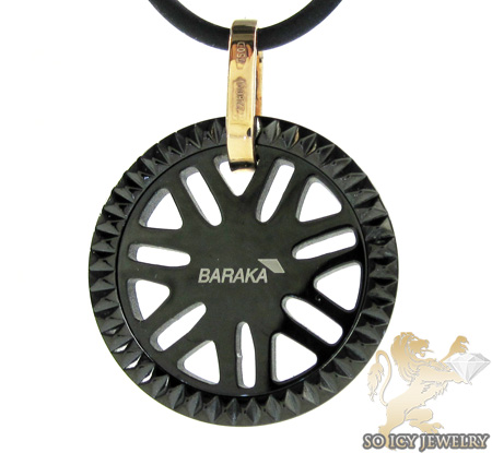 Mens baraka 18k yellow gold & black stainless steel grand prix pendant