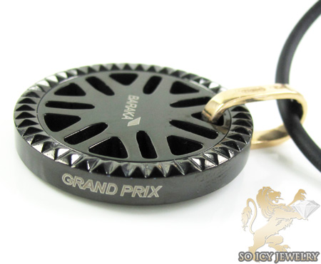 Mens baraka 18k yellow gold & black stainless steel grand prix pendant