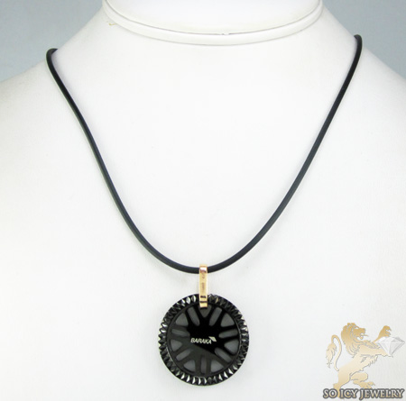 Mens baraka 18k yellow gold & black stainless steel grand prix pendant - Image 6