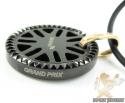 Mens baraka 18k yellow gold & black stainless steel grand prix pendant