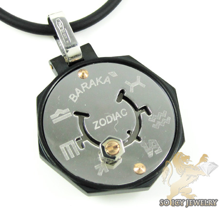Mens baraka 18k gold & high tech ceramic zodiac pendant