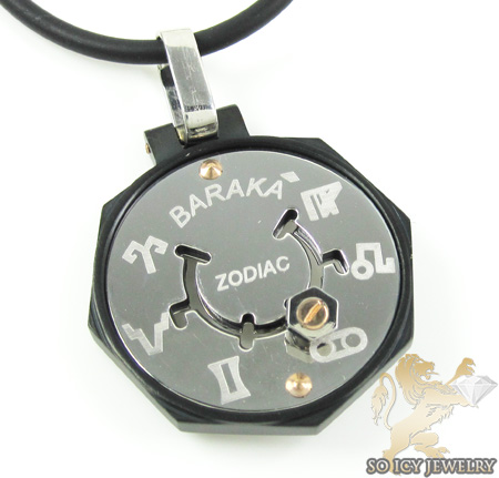 Mens baraka 18k gold & high tech ceramic zodiac pendant