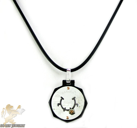 Mens baraka 18k gold & high tech ceramic zodiac pendant