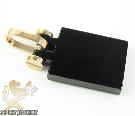 Mens baraka 18k gold & black stainless steel checkered grand prix pendant