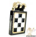 Mens baraka 18k gold & black stainless steel checkered grand prix pendant