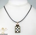 Mens baraka 18k gold & black stainless steel checkered grand prix pendant