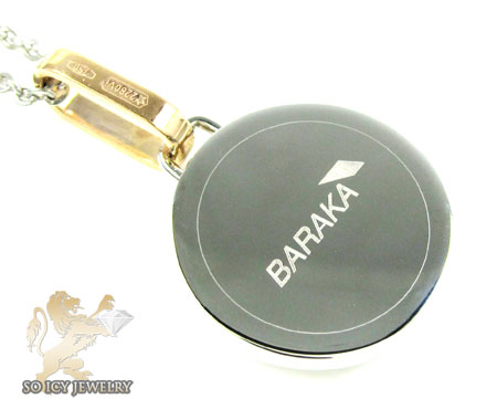 Mens baraka 18k rose gold & white stainless steel gear box grand prix pendant