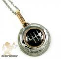 Mens baraka 18k rose gold & white stainless steel gear box grand prix pendant
