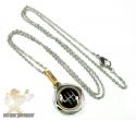 Mens baraka 18k rose gold & white stainless steel gear box grand prix pendant