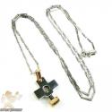 Mens baraka 18k gold & stainless steel cross pendant