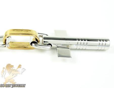 Mens baraka 18k rose & white gold cross