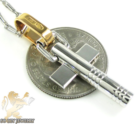 Mens baraka 18k rose & white gold cross - Image 5