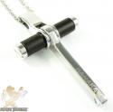 Mens baraka 18k white gold & black stainless steel cross