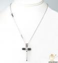 Mens baraka 18k white gold & black stainless steel cross