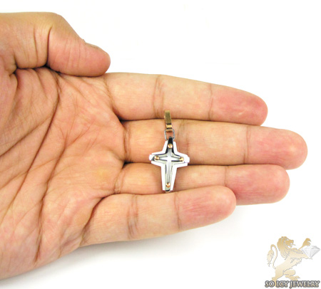 Mens baraka 18k gold & white onyx cross