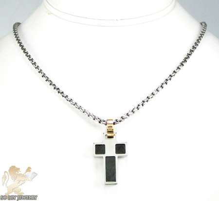 Mens baraka 18k white gold ceramic plate cross  - Image 4